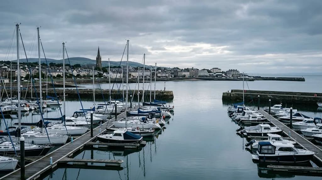 Bangor Marina in Northern Ireland at early morning, representing Aristral's digital marketing services for Bangor and Ards & North Down businesses