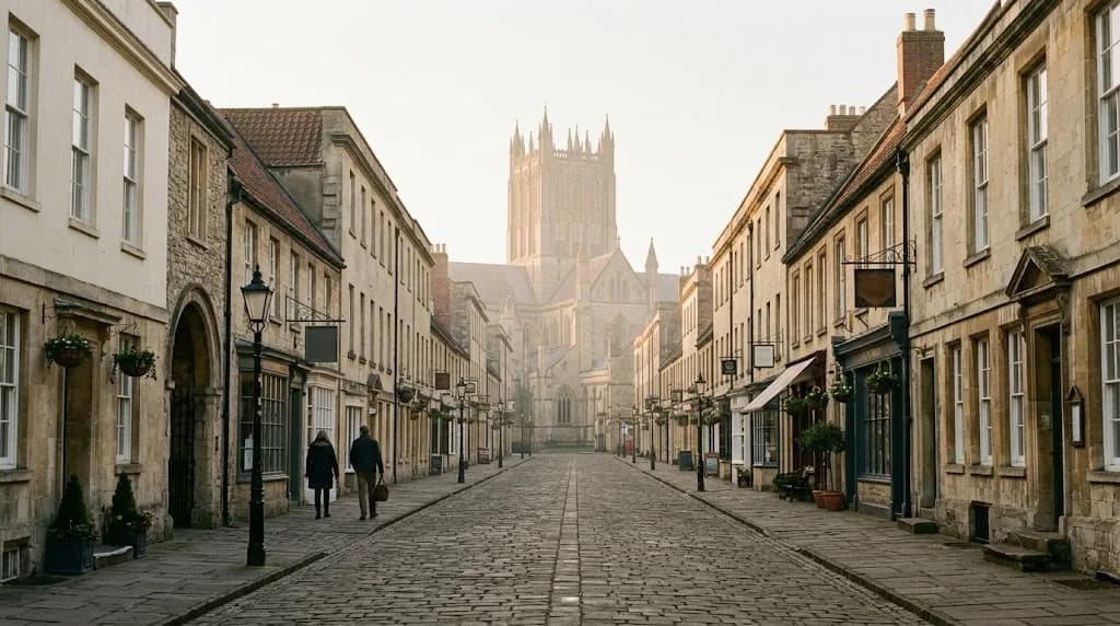 Chichester cathedral city street scene representing Aristral's digital marketing services for Chichester businesses
