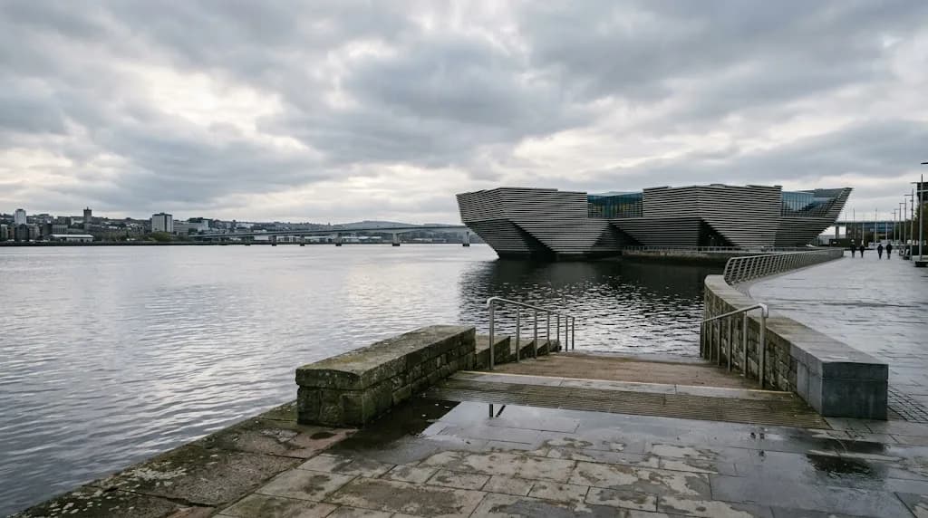 Dundee waterfront and V&A museum building on the River Tay representing Aristral's digital marketing work for Dundee businesses