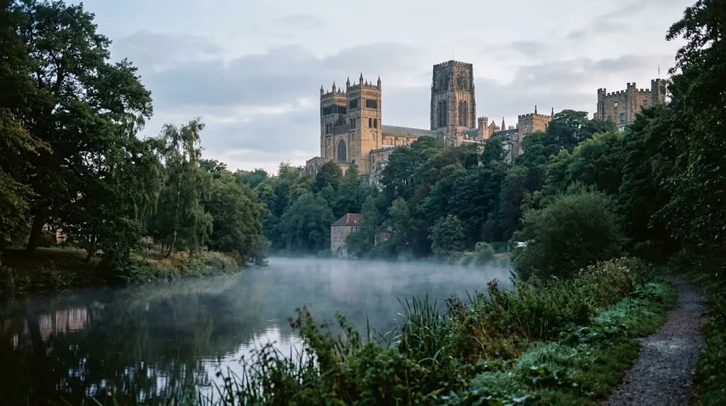 River Wear and Durham city skyline at early morning, representing Aristral's digital marketing work for Durham and County Durham businesses