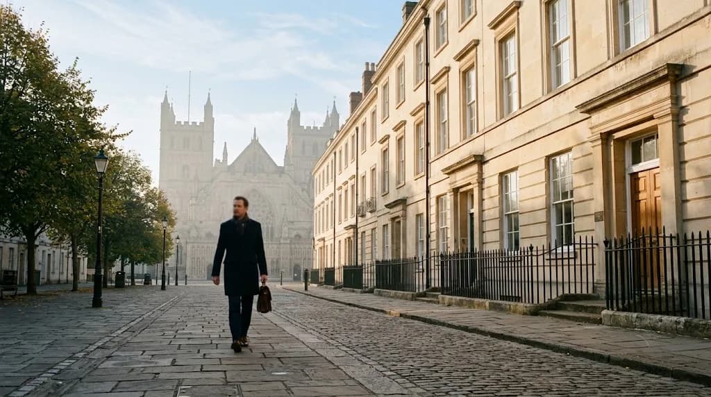 Exeter cathedral quarter street scene representing Aristral's digital marketing services for Exeter professional-services businesses