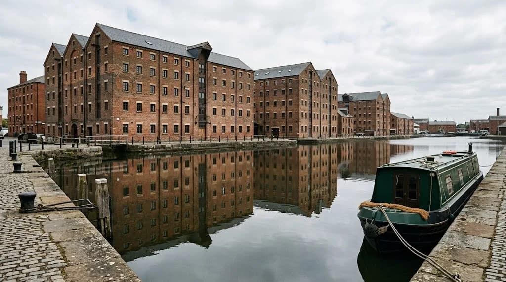 Gloucester historic docklands canal basin representing Aristral's digital marketing services for Gloucester businesses