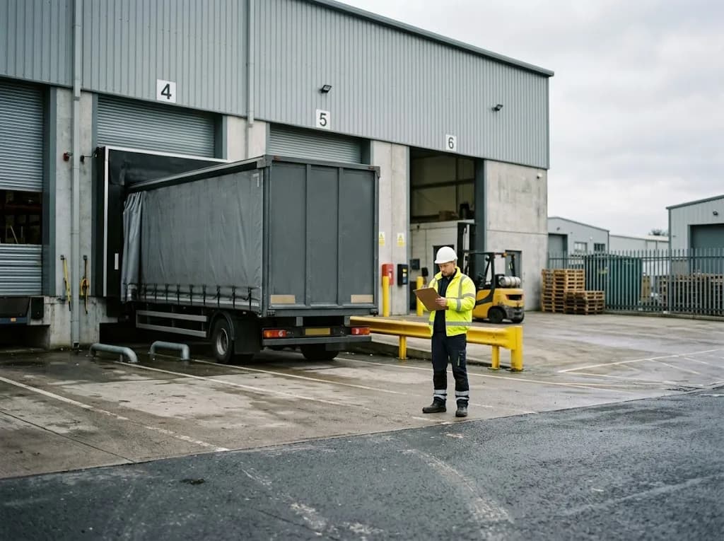 Northern Irish warehouse logistics bay representing cross-border paid search and SEO campaign targeting for Newry businesses