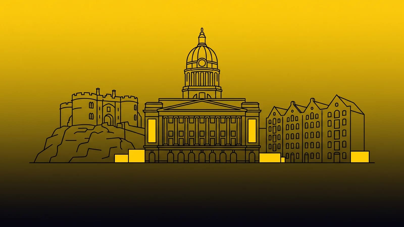 Local SEO Nottingham: the Council House dome, Nottingham Castle and the Lace Market, with map pack position markers