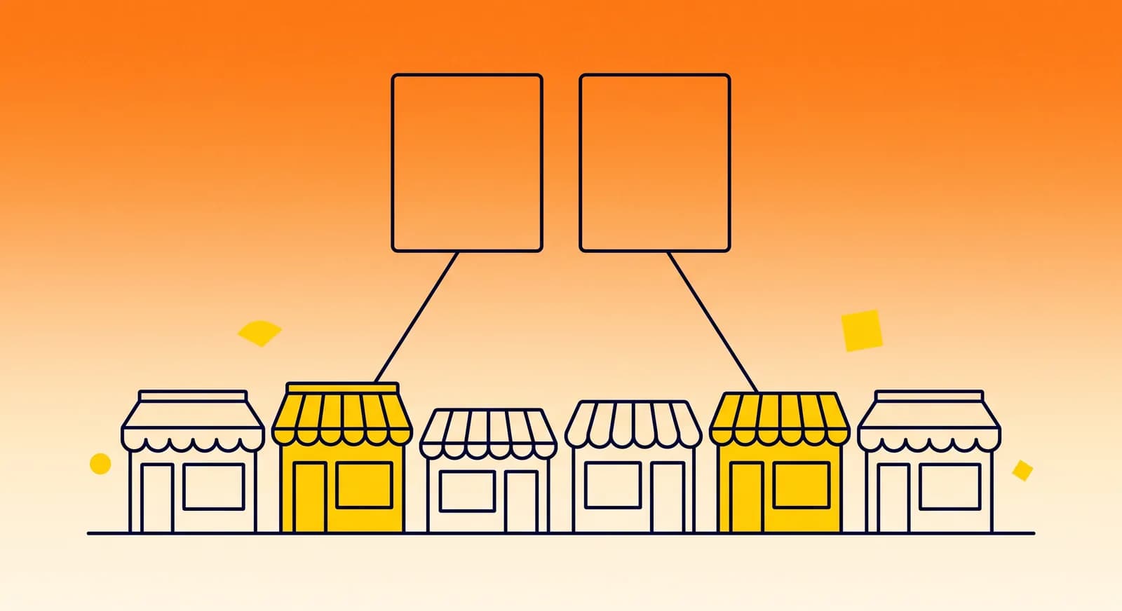 Two side-by-side answer panels recommending different shops on the same street, showing how AI visibility differs by engine