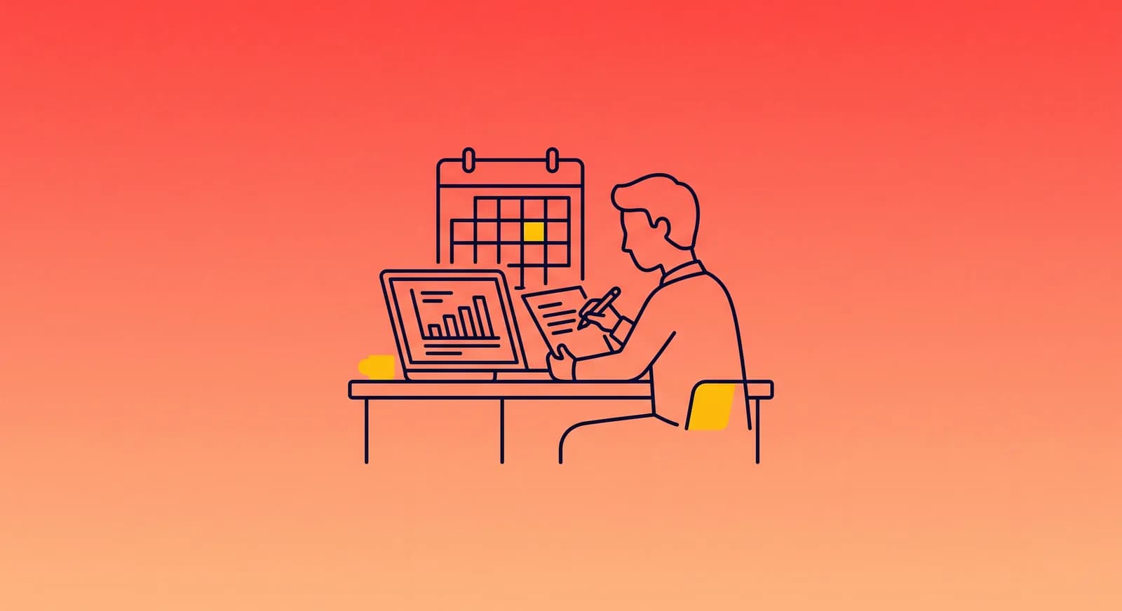 A person reviewing a weekly automated report beside a calendar, the human checkpoint in automated SEO reporting