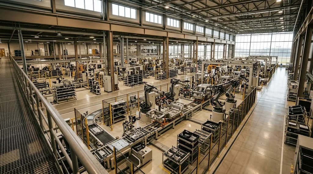 Modern automotive manufacturing production line in Sunderland representing industrial B2B digital marketing services